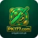 PK177 Game logo with cricket bat, ball, and coins on green background – mobile gaming and earning platform in Pakistan