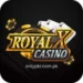 Royal X Casino logo with playing cards and poker chips on a dark background