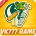 VK777 Game logo with a cricket player, crescent and star, on a yellow background with text 'VK777 GAME'.
