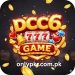 DCC6 Game logo with slot machine symbols, coins, and gems – fun mobile casino and earning app in Pakistan