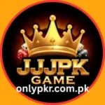JJJPK Game logo with a golden crown, dice, and playing cards, representing a mobile gaming and earning app.