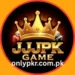 JJJPK Game logo with a golden crown, dice, and playing cards, representing a mobile gaming and earning app.