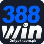 Logo of 388Win Game showing bold blue numbers '388' above white 'Win' text on a dark background, with a small green crescent and star inside the letter 'i'.
