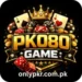 PK080 Game logo with golden text, playing cards, poker chips, dice, gold coins, and a crown on a black background, representing casino and mini games