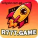 R777 Game logo featuring a cartoon-style rocket in yellow and red on an orange background, with the text "R777.GAME" below the rocket in bold white letters outlined in black