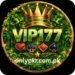 VIP 177 Game logo featuring a golden crown, green forest background, and playing card symbols inside a circular gold badge
