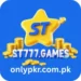 ST777 Games logo with yellow star and ST letters, surrounded by gold coins on a blue background representing rewards and mobile gaming platform.