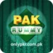 Pak Rummy Game mobile app interface showing rummy cards, quick gameplay, and earning rewards on an Android smartphone.