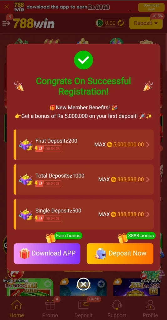 788win game register succesfull