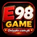 E98 Game 3D logo with red, white, and gold design featuring Onlypkr.com.pk branding.