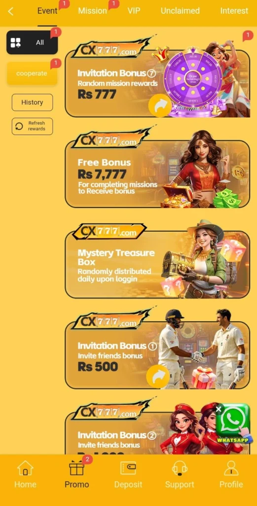 Cx777 Game offers a special  rewards