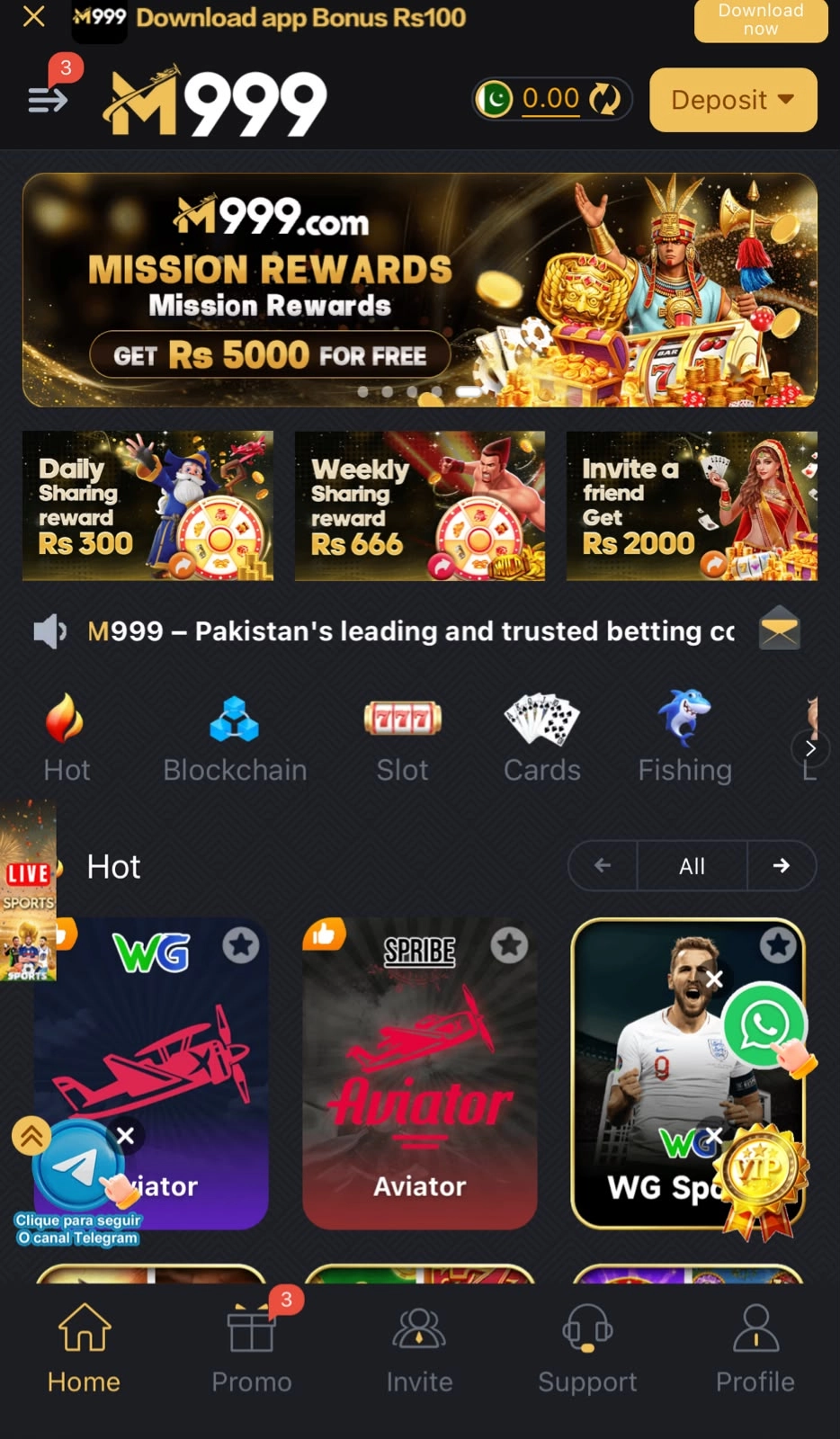 M999 Game Home Screen